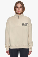 HEAVY OVERSIZED LADIES SPORTSCLUB HALF ZIP HOODIE COCONUT MILK