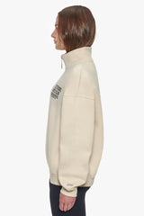 HEAVY OVERSIZED LADIES SPORTSCLUB HALF ZIP HOODIE COCONUT MILK