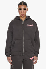 ESSENTIAL CREW ZIP HOODIE WASHED BLACK