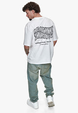 HEAVY OVERSIZE MIRRORED LOGO T-SHIRT WHITE