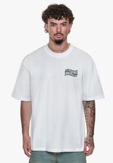 HEAVY OVERSIZE MIRRORED LOGO T-SHIRT WHITE