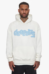 HEAVY OVERSIZE BLUE PUFFER PRINT HOODIE CREAM WHITE