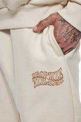 HEAVY  MIRRORED LOGO JOGGER COCONUT MILK