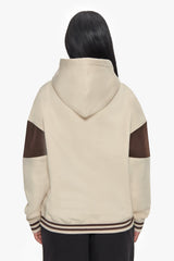 HEAVY OVERSIZE COLOUR SLEEVE HOODIE COCONUT MILK / CHOCOLATE BROWN