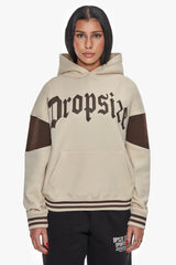 HEAVY OVERSIZE COLOUR SLEEVE HOODIE COCONUT MILK / CHOCOLATE BROWN