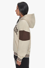 HEAVY OVERSIZE COLOUR SLEEVE HOODIE COCONUT MILK / CHOCOLATE BROWN
