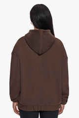 HEAVY OVERSIZE  ZIP HOODIE CHOCOLATE / PINK