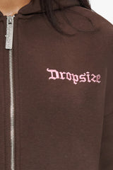 HEAVY OVERSIZE  ZIP HOODIE CHOCOLATE / PINK