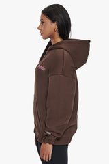 HEAVY OVERSIZE  ZIP HOODIE CHOCOLATE / PINK