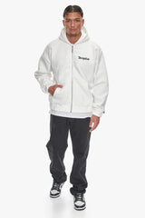 SUPER HEAVY OVERSIZE BLANK ZIP HOODIE CREAM WHITE
