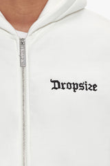 SUPER HEAVY OVERSIZE BLANK ZIP HOODIE CREAM WHITE
