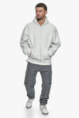 SUPER HEAVY OVERSIZED ZIP-HOODIE LIGHT GREY