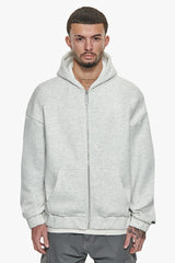 SUPER HEAVY OVERSIZED ZIP-HOODIE LIGHT GREY