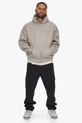 HEAVY OVERSIZE ZIP HOODIE SILVER GREY