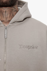 HEAVY OVERSIZE ZIP HOODIE SILVER GREY