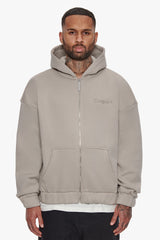 HEAVY OVERSIZE ZIP HOODIE SILVER GREY