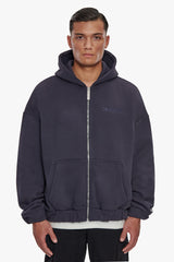 HEAVY OVERSIZE ZIP HOODIE WASHED NAVY