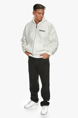 SUPER HEAVY OVERSIZE BLANK ZIP HOODIE WASHED WHITE