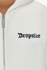 SUPER HEAVY OVERSIZE BLANK ZIP HOODIE WASHED WHITE