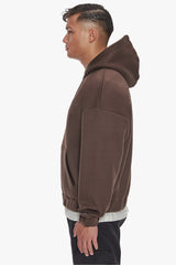 HEAVY OVERSIZE HD PRINT ZIP HOODIE CHOCOLATE