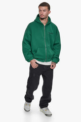 SUPER HEAVY OVERSIZED ZIP-HOODIE WASHED GREEN