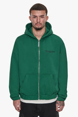 SUPER HEAVY OVERSIZED ZIP-HOODIE WASHED GREEN