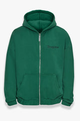 SUPER HEAVY OVERSIZED ZIP-HOODIE WASHED GREEN