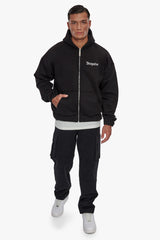 HEAVY OVERSIZE LEGENDS ZIP HOODIE BLACK