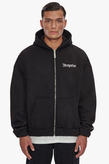 HEAVY OVERSIZE LEGENDS ZIP HOODIE BLACK