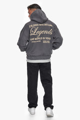 HEAVY OVERSIZE LEGENDS ZIP HOODIE GREY