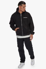 SUPER HEAVY OVERSIZED CRIME ZIP HOODIE BLACK