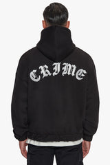 SUPER HEAVY OVERSIZED CRIME ZIP HOODIE BLACK