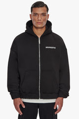SUPER HEAVY OVERSIZED CRIME ZIP HOODIE BLACK