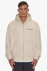 SUPER HEAVY OVERSIZED CRIME ZIP HOODIE COCONUT MILK