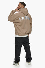 SUPER HEAVY OVERSIZED CRIME ZIP HOODIE SILVER MINK