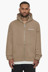 SUPER HEAVY OVERSIZED CRIME ZIP HOODIE SILVER MINK