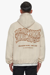 HEAVY OVERSIZE MIRRORED LOGO ZIP-HOODIE COCONUT MILK