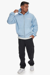 HEAVY OVERSIZE TDC  ZIP-HOODIE BABY BLUE