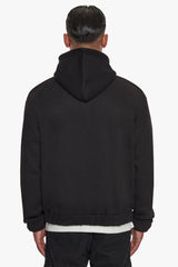 SUPER HEAVY OVERSIZE MID FRONT EMBO ZIP HOODIE BLACK
