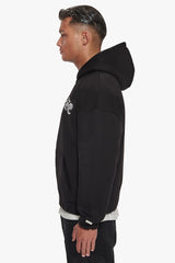 SUPER HEAVY OVERSIZE MID FRONT EMBO ZIP HOODIE BLACK