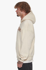 SUPER HEAVY OVERSIZE MID FRONT EMBO ZIP HOODIE COCONUT MILK