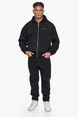 SUPER HEAVY OVERSIZED HD PRINT ZIP HOODIE V2 BLACK