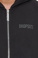 SUPER HEAVY OVERSIZED HD PRINT ZIP HOODIE V2 BLACK
