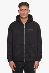 SUPER HEAVY OVERSIZED HD PRINT ZIP HOODIE V2 BLACK