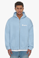 HEAVY OVERSIZE DREAM WITHOUT FEAR ZIP HOODIE BABY BLUE