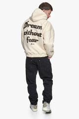 HEAVY OVERSIZE DREAM WITHOUT FEAR ZIP HOODIE COCONUT MILK