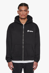 HEAVY GROW RICH ZIP HOODIE BLACK