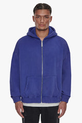 HEAVY OVERSIZE CORD ZIP HOODIE WASHED BLUE