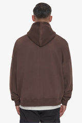 HEAVY OVERSIZE LOGO ZIP HOODIE CHOCOLATE / BLACK