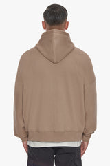HEAVY OVERSIZE LOGO ZIP HOODIE SILVER MINK